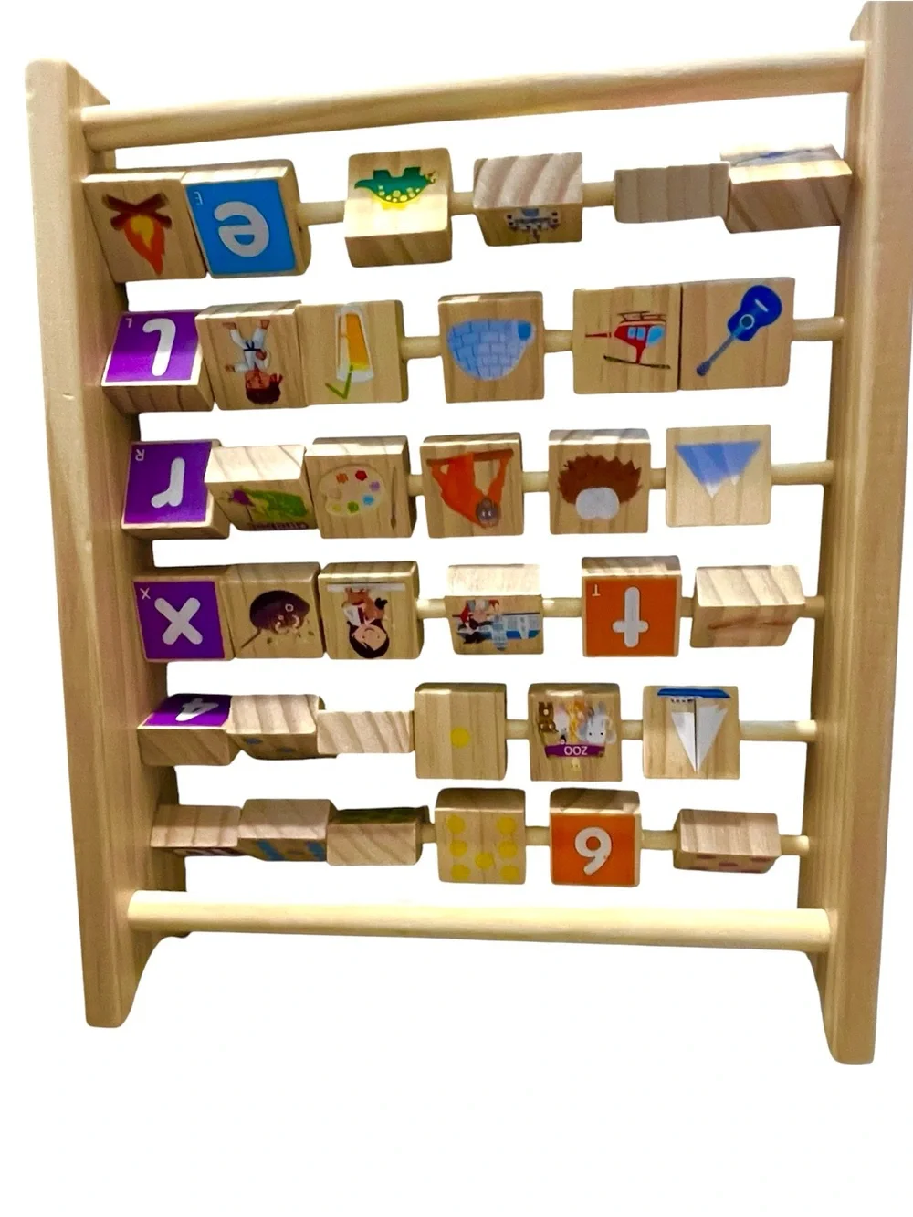 Alphabet & Numbers Spinning Wooden Abacus.